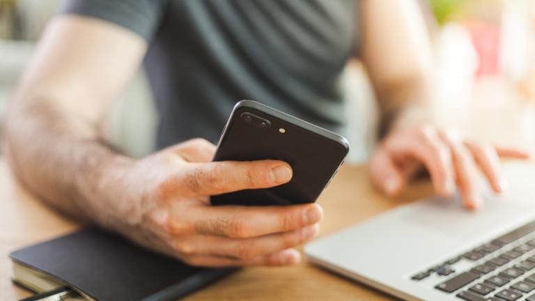 Man using smartphone