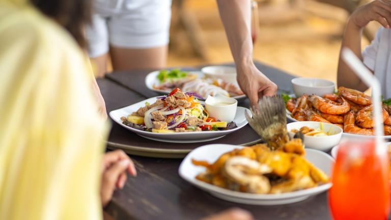 plates of seafood on table