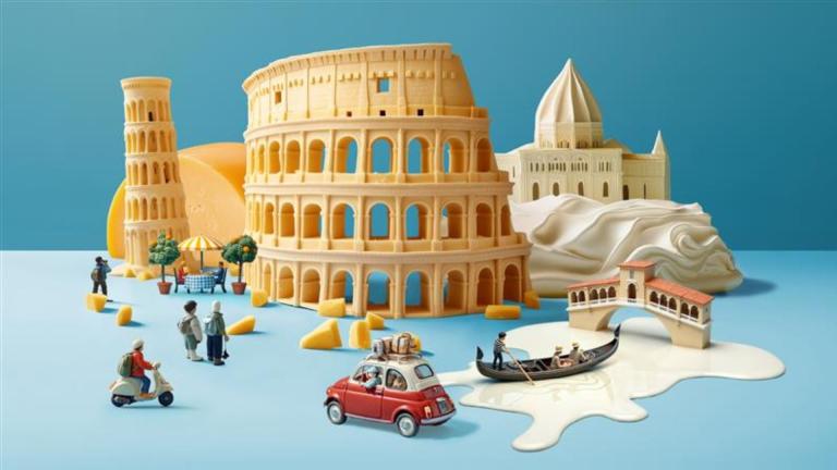 italian landmarks in an animation