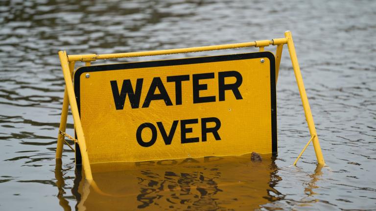 Flood river sign